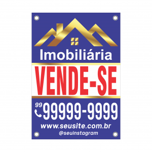Placa de Imobiliária em Lona Lona 440g C/ Impressão Digital de Alta Resolução  4x0 Resistente a Sol e Chuva 4 Ilhóses 